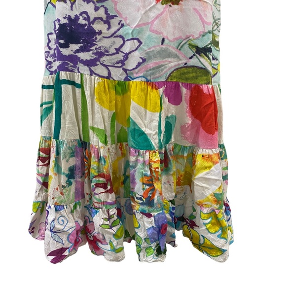 Jams World Rayon Hattie Dress Floral Multicolored Drop Ruffle Hem Sz SMALL - Picture 8 of 10